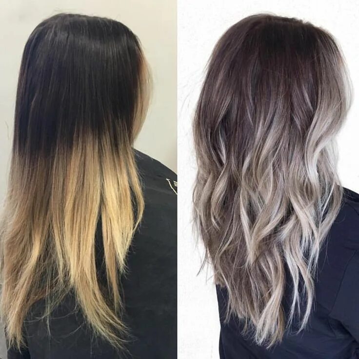 Растяжка волос от темного к светлому фото Before & after miracles by Habit Salon stylist @hairbybrittanyy Hair color balay