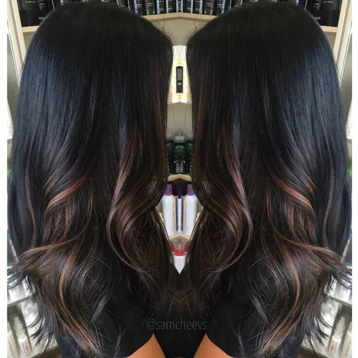 Растяжка волос темного цвета фото Ombre for dark hair // highlights for black hair #chocolateombrehair Dark hair w