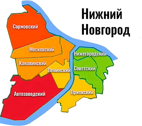 Районы нижнего новгорода фото Схема районов нижнего новгорода