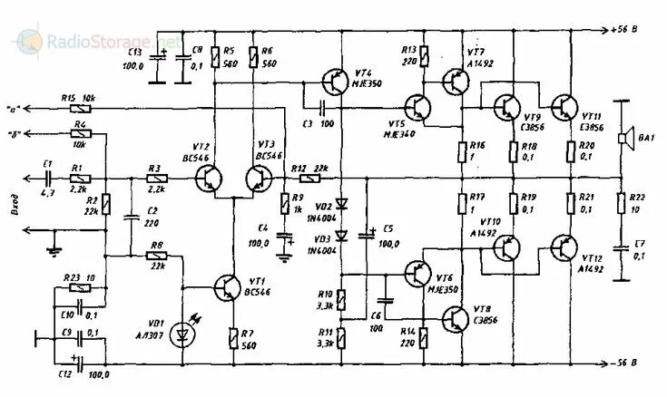 Разбор схемы усилителя Принципиальная схема усилителя мощности низкой частоты для сабвуфера на 150Вт Ma