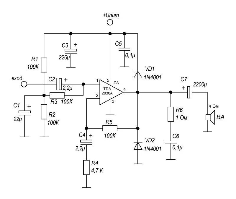 Разбор схемы усилителя Ответы Mail.ru: Схема Усилителя TDA2030A