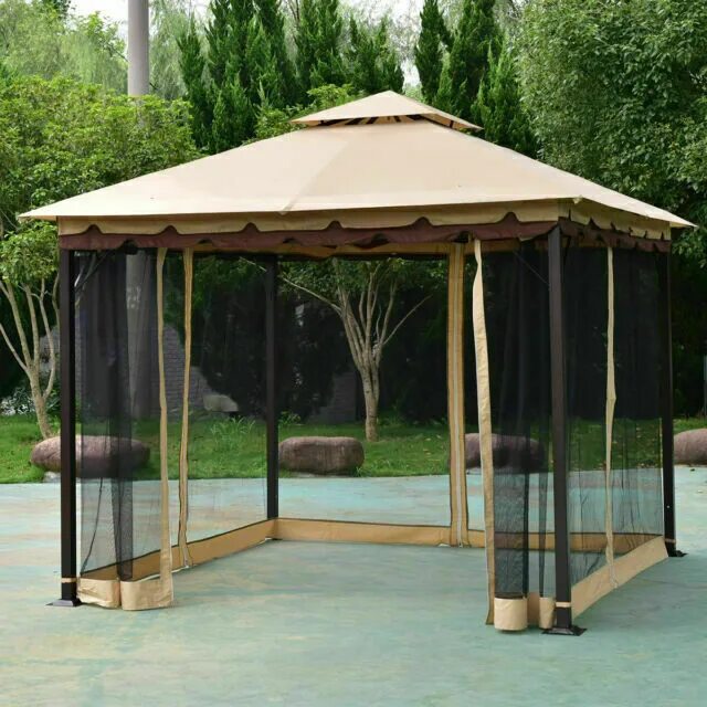 Разборная беседка для дачи своими руками Costway 2-Tier Patio Shelter Awning Steel Gazebo Canopy 10 x 10" (OP3347) for sa