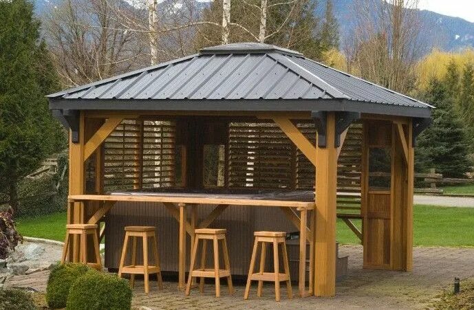 Раздвижная крыша для беседки своими руками Hot Tub Gazebo With Bar Interesting Ideas for Home Hot tub gazebo, Backyard gaze