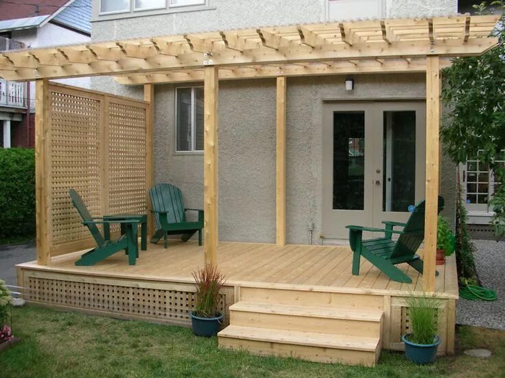 Раздвижная на дачу своими руками Deck and pergola with side screen gives total privacy from neighbour. #deck #per