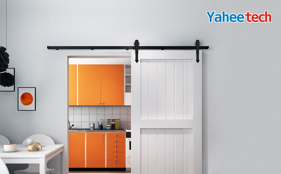 Раздвижной дверью кухне фото Amazon.com: Yaheetech 6Ft Sliding Barn Door Hardware Kit - Heavy Duty Single Doo