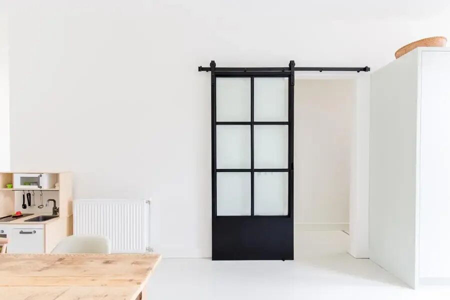 Раздвижные двери в стиле лофт French Style Black Steel Frame Sliding Barn Door Frame - buy at the price of $26