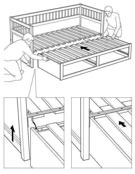 Раздвижные кровати икеа инструкция по сборке IKEA Hemnes bed converting from twin size to queen size Bed furniture design, Di