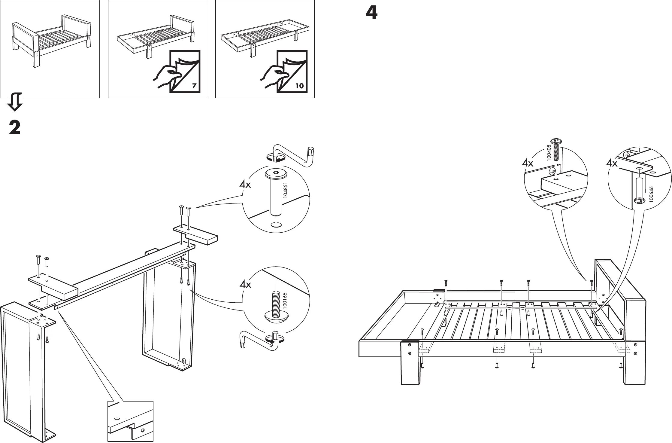 Раздвижные кровати икеа инструкция по сборке Handleiding Ikea Vikare meegroeibed (pagina 4 van 6) (Nederlands, Duits, Engels,