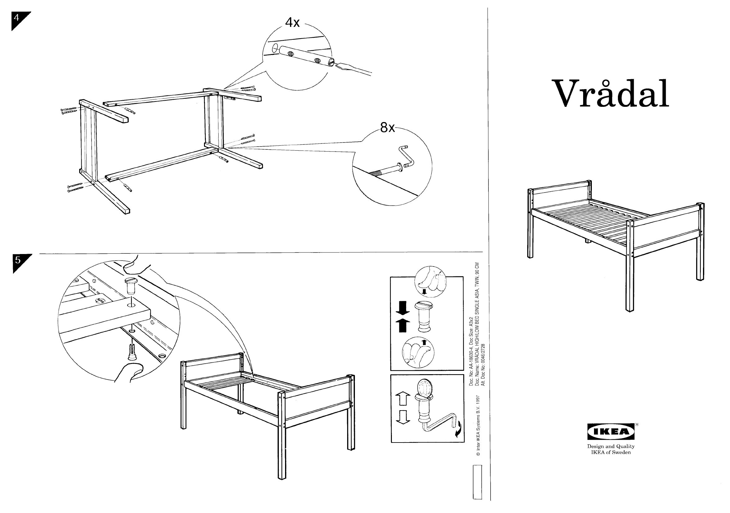 Раздвижные кровати икеа инструкция по сборке User manual Ikea VRADAL (8 pages)