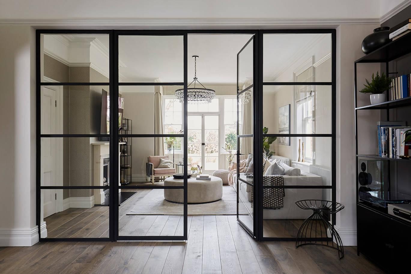 Раздвижные перегородки в калининграде цены и фото IWD Contemporary Steel Frame French Double Door Interior (No Threshold) CIFD-IN0