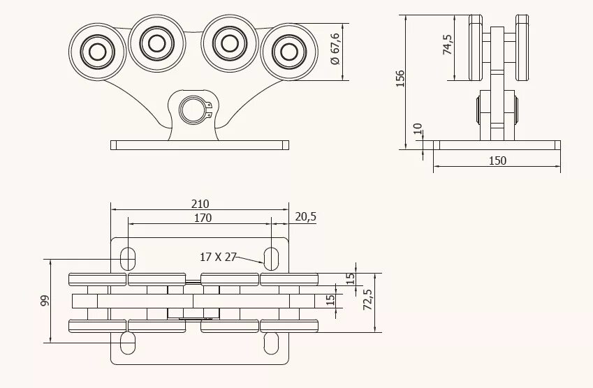 Раздвижные ворота чертежи роликов Откатная фурнитура CAME до 700 кг