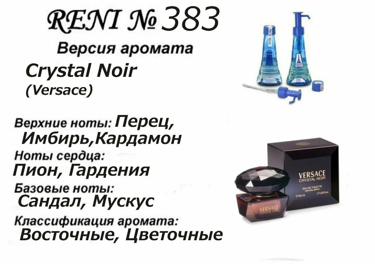 Разливные духи рени фото Reni 383 - Crystal Noir (Versace) - 100 мл