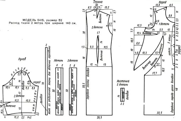 Размер 52 женский выкройка бесплатно Рис. 19. Чертеж выкройки модели 5415 Modern sewing patterns, Fashion sewing patt