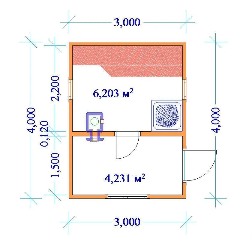 Размер бани 3х4 чертеж Как построить баню 3х4 за 200 тысяч рублей вместо 500?