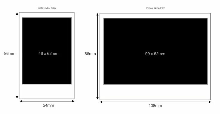 Размер фото 5 8 What is the difference between the Instax Mini & Instax Wide Film? Polaroid fram