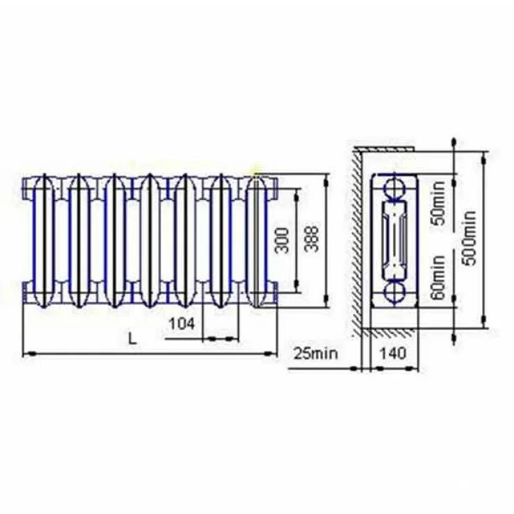 Размер подключения чугунных радиаторов Картинки МС 140 РАЗМЕРЫ