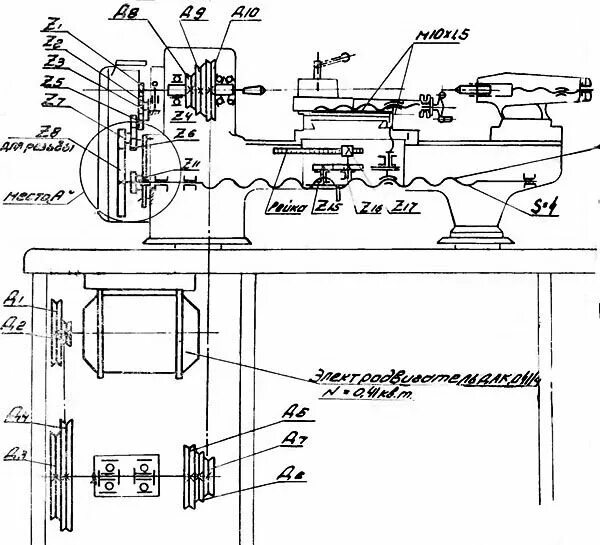 Размер самодельного токарного станка Кинематическая схема токарно-винторезного станка ТВ16 Токарные, Станок, Токарный