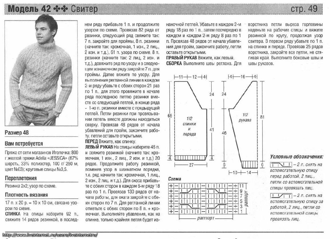 Размер схема мужского свитера спицами МК по вязанию спицами мужского свитера с горловиной с подробным описанием и схем
