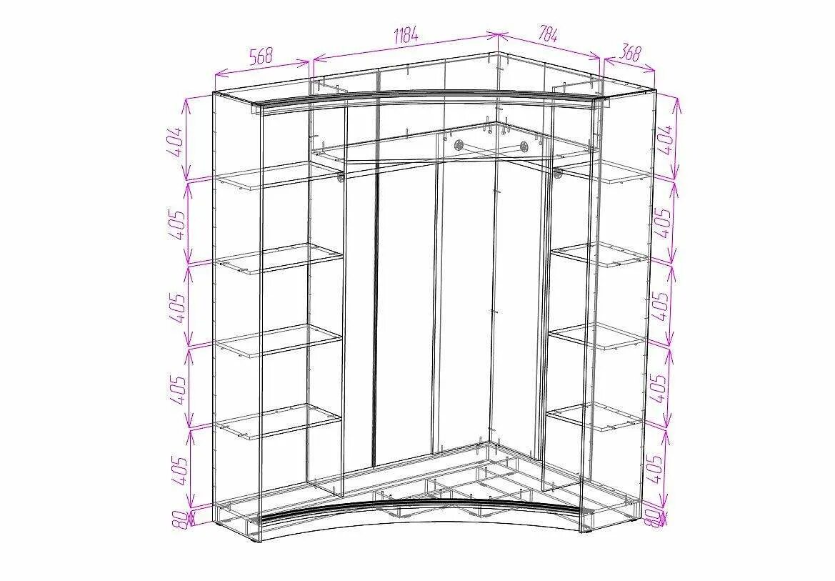 Размер углового шкафа в прихожую фото Радиусный шкаф-купе Радиус-10 - купить за 57300 руб. в Москве - МФ "Монолит"