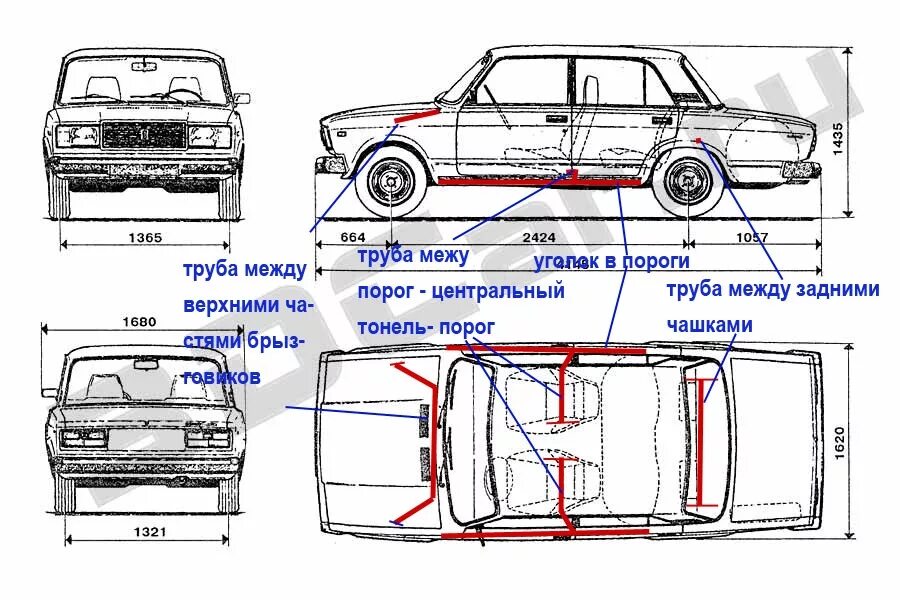 Размер ваз 2107 фото Усиление кузова - Lada 2105, 1,6 л, 2008 года тюнинг DRIVE2