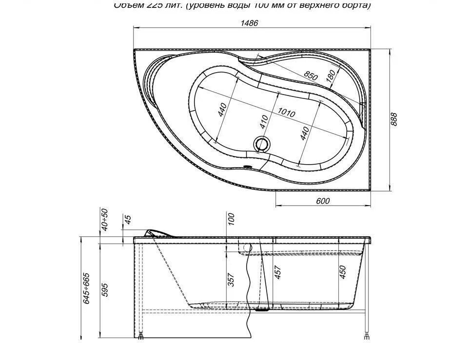 Размеры акриловых ванн угловых фото Акриловая ванна Aquanet Graciosa 150x90 R 00203941 купить в интернет-магазине Vo