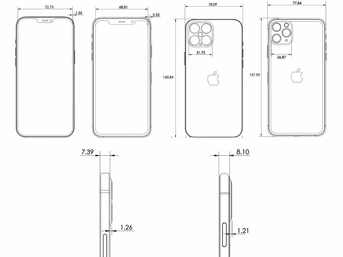 Размеры айфон 13 фото Así será el iPhone 12: filtración masiva de nuevas funciones