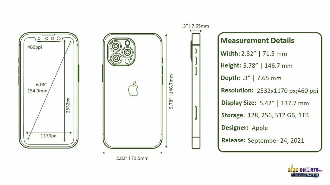 Размеры айфон 13 фото iPhone 13 Pro Size, Measurements & Dimension Illustration - YouTube