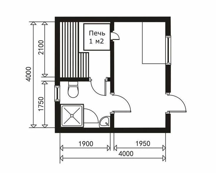 Размеры бани 4 на 4 чертеж Баня 4х4 проект бани 4х4 Планировки, Проекты, Комната для отдыха