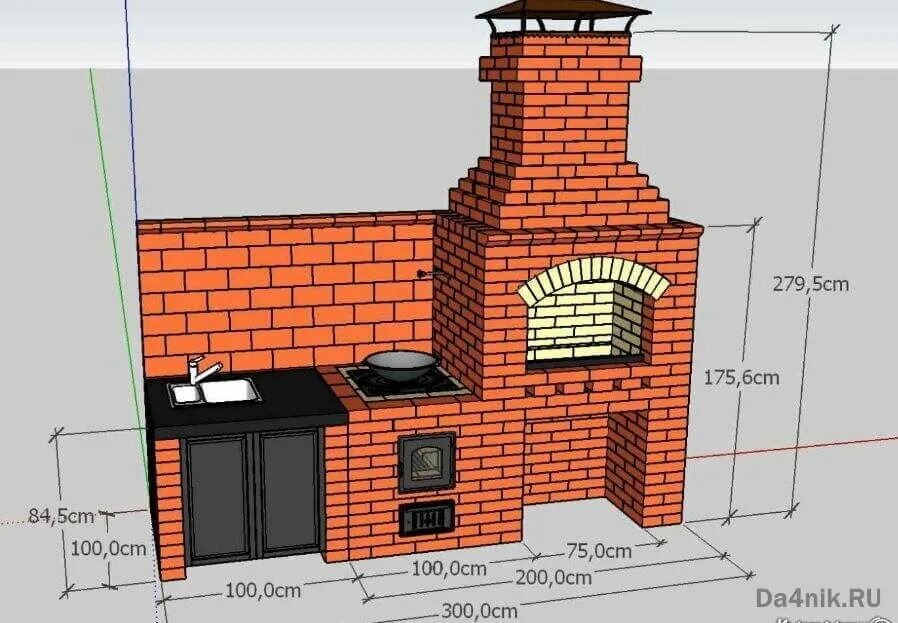 Размеры барбекю из кирпича фото Зона барбекю на даче своими руками - проекты с фото и видео