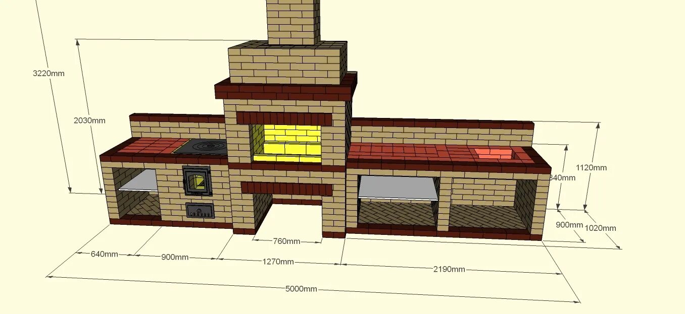 Размеры барбекю из кирпича фото Беседка с барбекю (88 фото): проект дачи с зоной барбекю, порядовка кирпича и сх