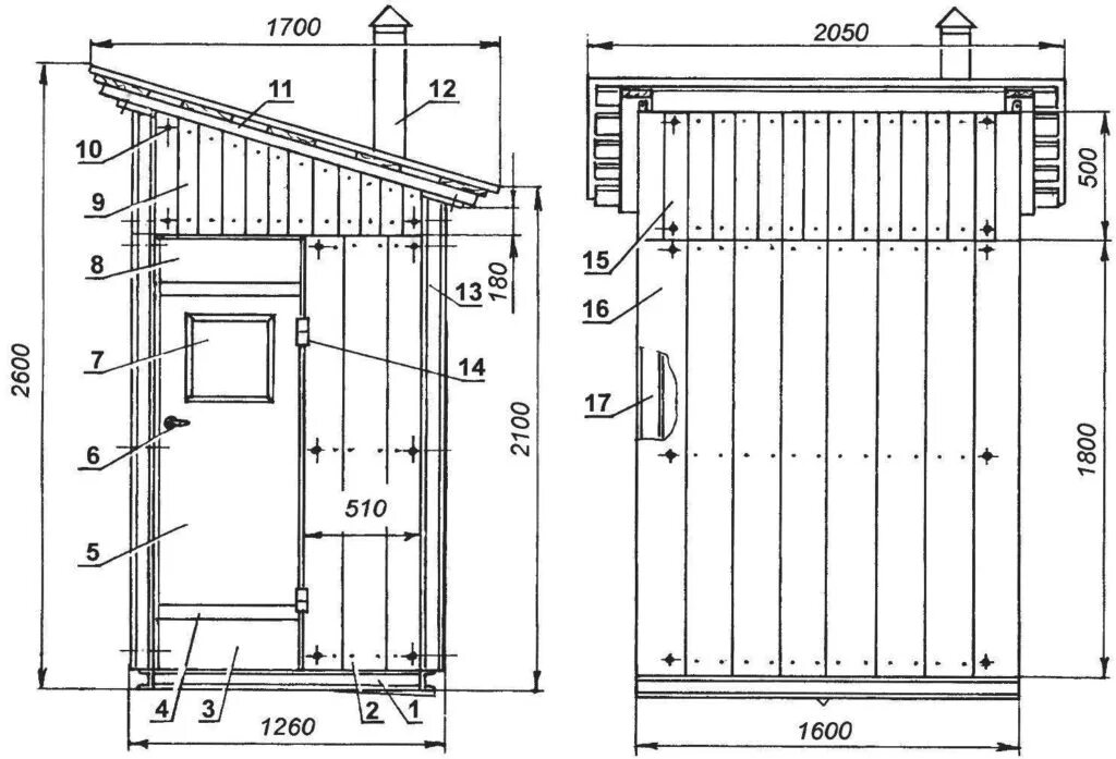 Размеры дачного туалета своими руками схемы Чертеж дачного туалета - Бобёр.ру