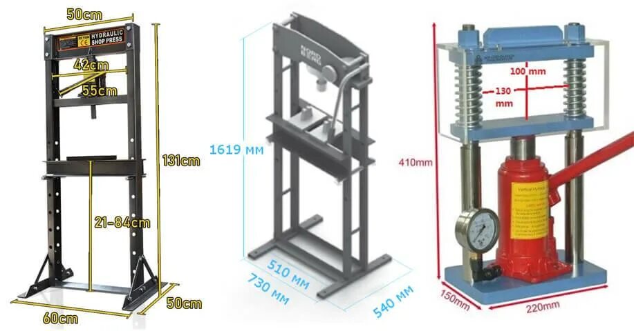 Размеры гидравлического пресса своими руками чертежи Гидравлический пресс своими руками из домкрата: чертежи, размеры