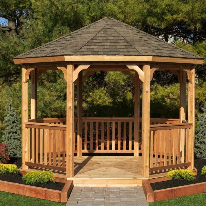 Размеры и фото деревянной беседки 12 Ft. W x 12 Ft. D Solid Wood Patio Gazebo Wooden gazebo, Gazebo, Pergola plans