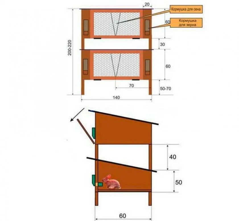 Размеры клеток кроликам своими руками чертежи Как построить клетку для кроликов - делаем своими руками