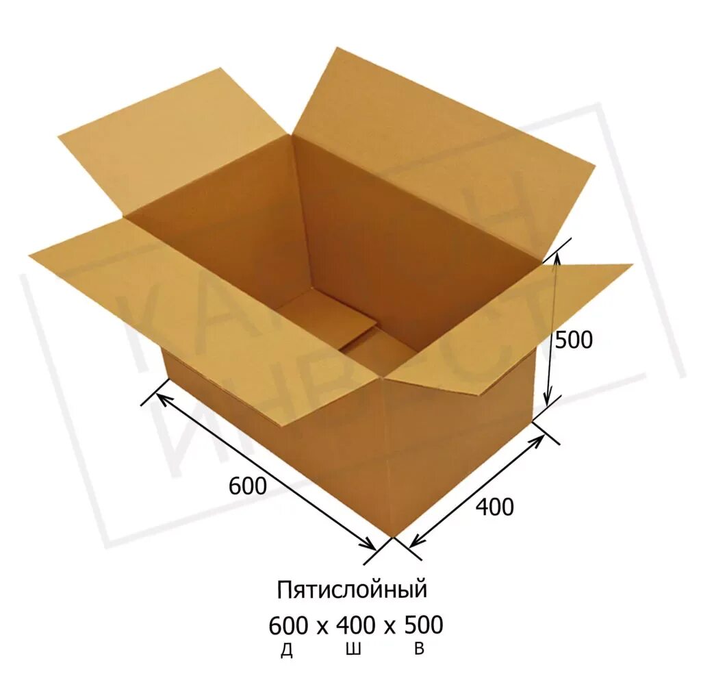 Размеры коробки фото Гофрокороб Пятислойный 600*400*500 мм - купить по выгодной цене в компании Pack 