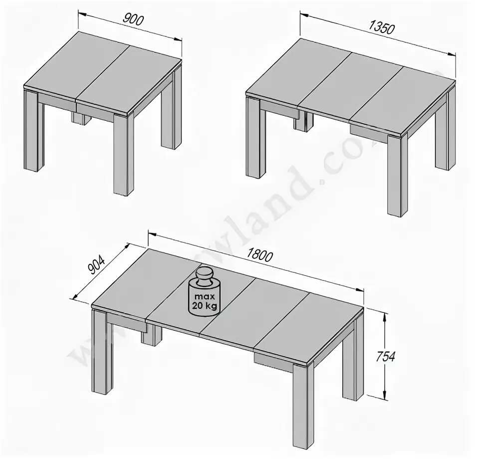 Размеры кухонных столов фото Tables EST45-D50 Стол раскладной Forte (Stol rozkladany), E-Mebel - furniture st