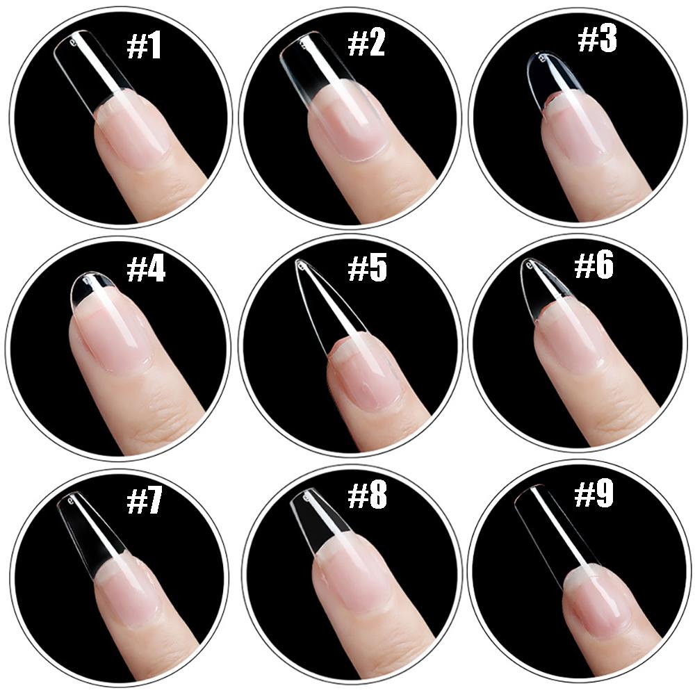 Размеры ногтей фото Full Cover French Seamless Ballerina False Nails Nail Art Tools Press on Nails C