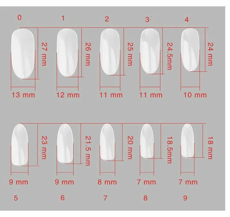 Размеры ногтей фото Таблица размеров Маникюр, Ногти, Длинные ногти