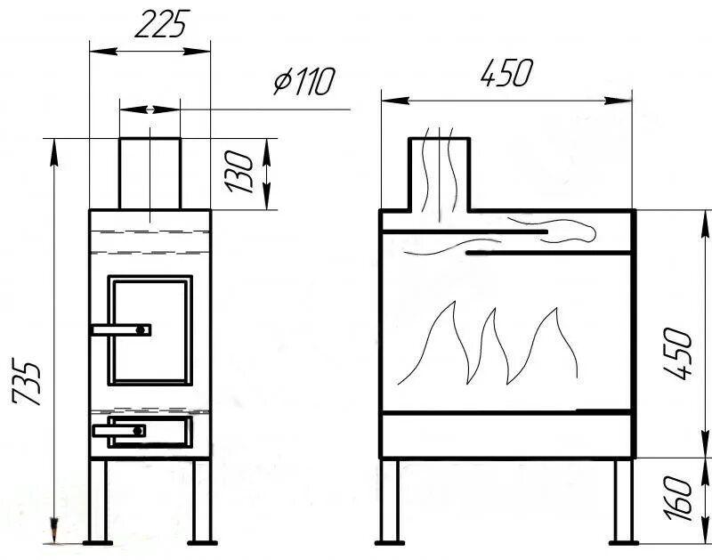 Размеры печки буржуйки для дачи своими руками Картинки БУРЖУЙКА НА ДРОВАХ СВОИМИ РУКАМИ ЧЕРТЕЖИ