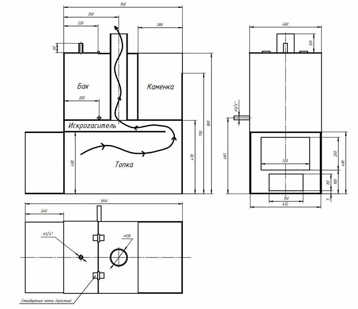 Размеры печки для бани из металла чертежи Печь для бани своими руками из металла чертежи фото: Печь для бани из металла св