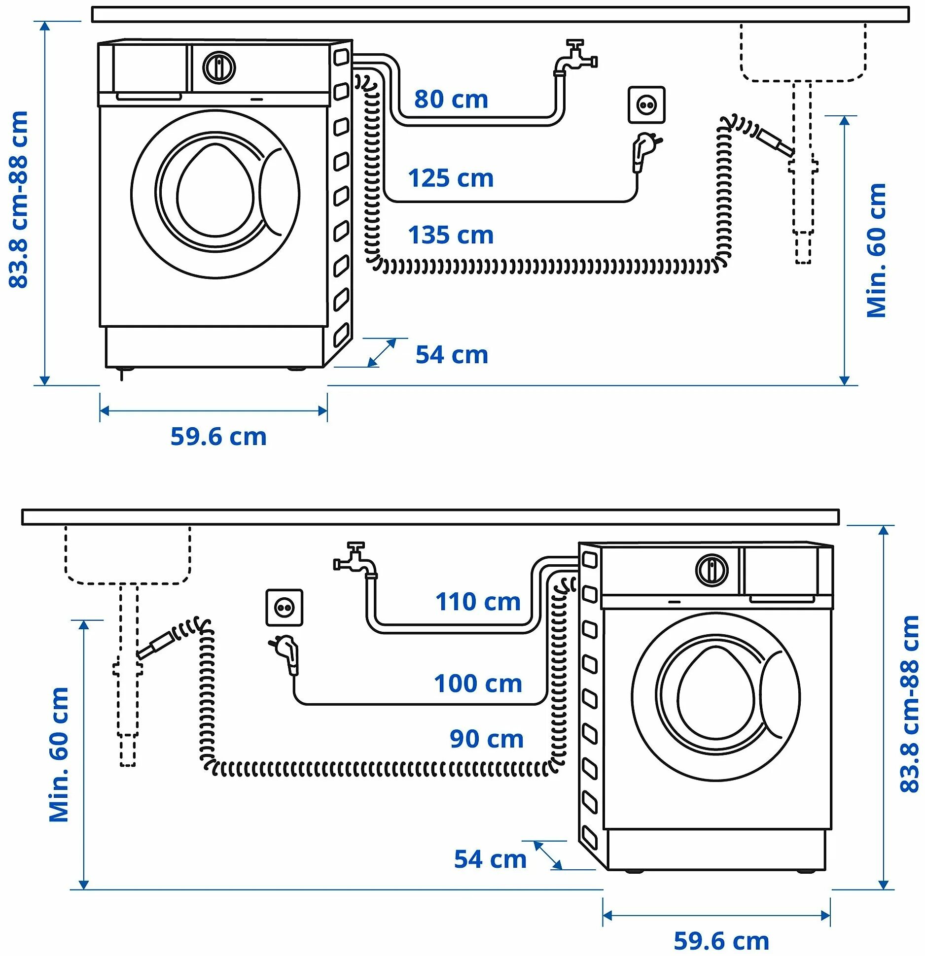 Размеры подключения воды от пола для стиральной Стиральная машина ИКЕА ТВЭТТАД - купить в интернет-магазине по низкой цене на Ян
