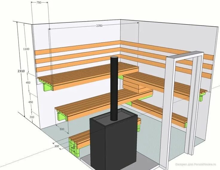 Размеры полков в бане фото Какой должна быть высота полков в бане и ширина: оптимальные размеры Сауна, Пари