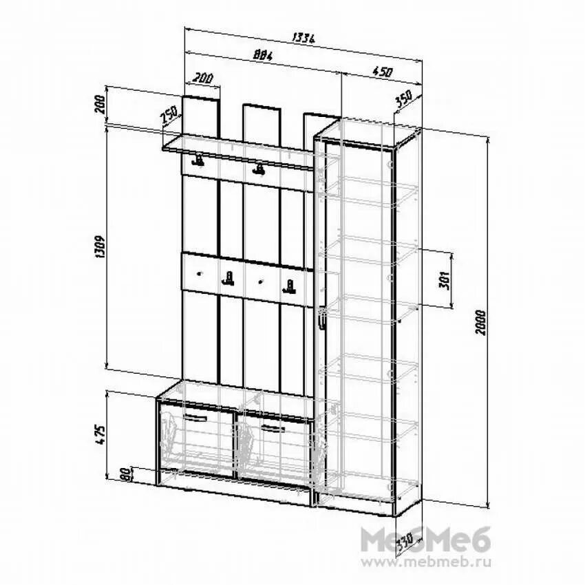Размеры прихожей мебели фото Шкаф в прихожую чертежи Шкаф в прихожей, Открытый шкаф, Шкаф
