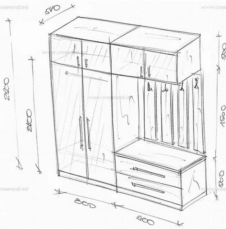 Размеры прихожей своими руками чертежи Шкаф в прихожую эскизы Шкаф в прихожей, Шкаф, Открытый шкаф