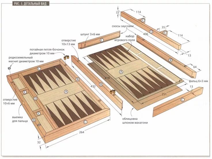 Размеры самодельного Игра нарды своими руками с размерами и чертежами Самодельные настольные игры, Из
