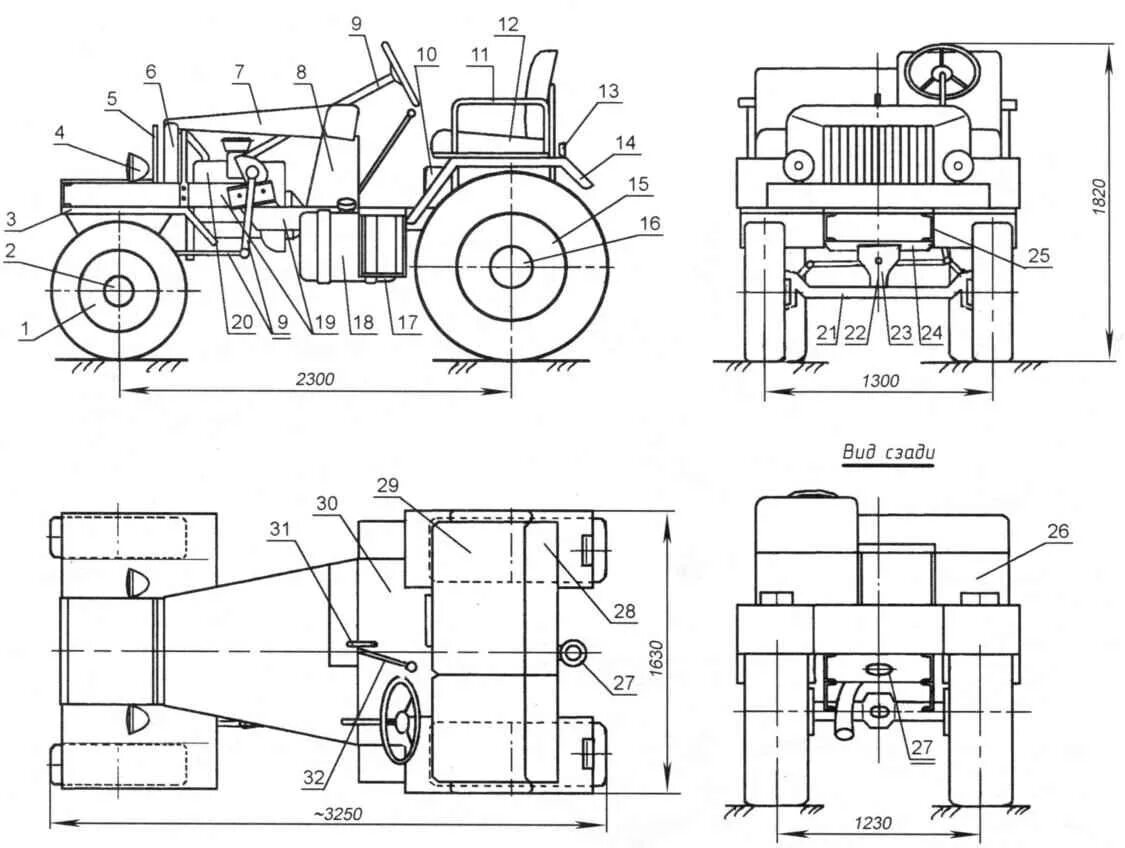 Размеры самодельного трактора АВТОПОГРУЗЧИК СТАЛ ТРАКТОРОМ МОДЕЛИСТ-КОНСТРУКТОР