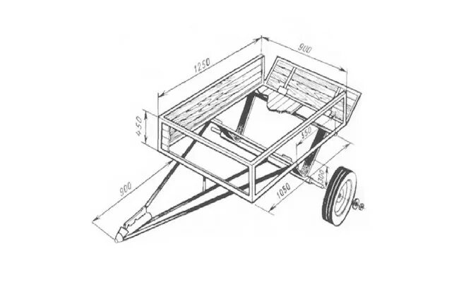 Размеры самодельный телеги для минитрактора Прицеп на минитрактор самосвальный своими руками чертежи