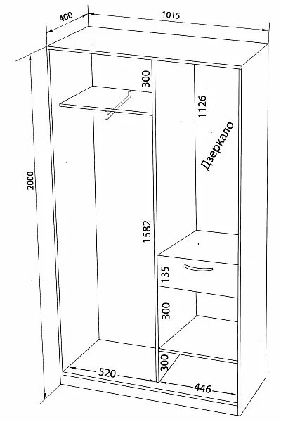Размеры шкафа в прихожую фото с размерами Наполнение для шкафа купе - ООО Валерия