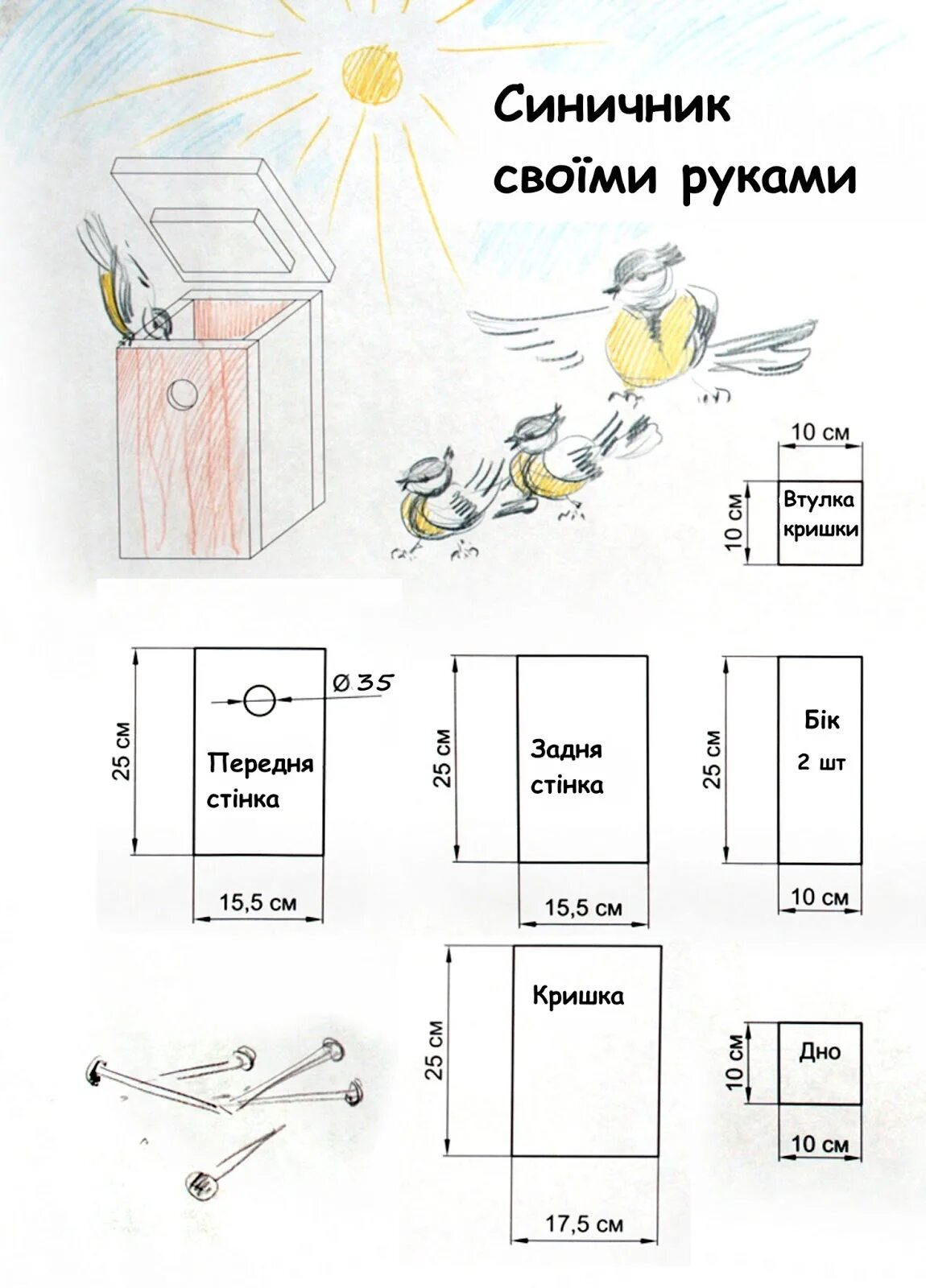 Размеры синичника своими руками чертежи Синичник размеры - CormanStroy.ru