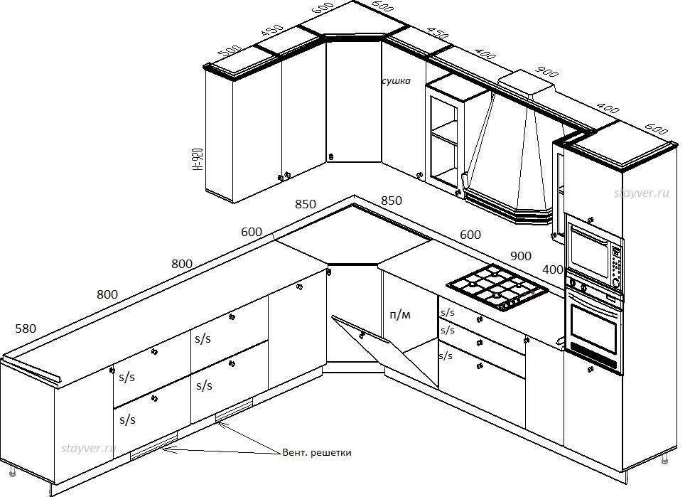 Размеры угловой кухни фото Кухонный гарнитур угловой размеры фото - DelaDom.ru